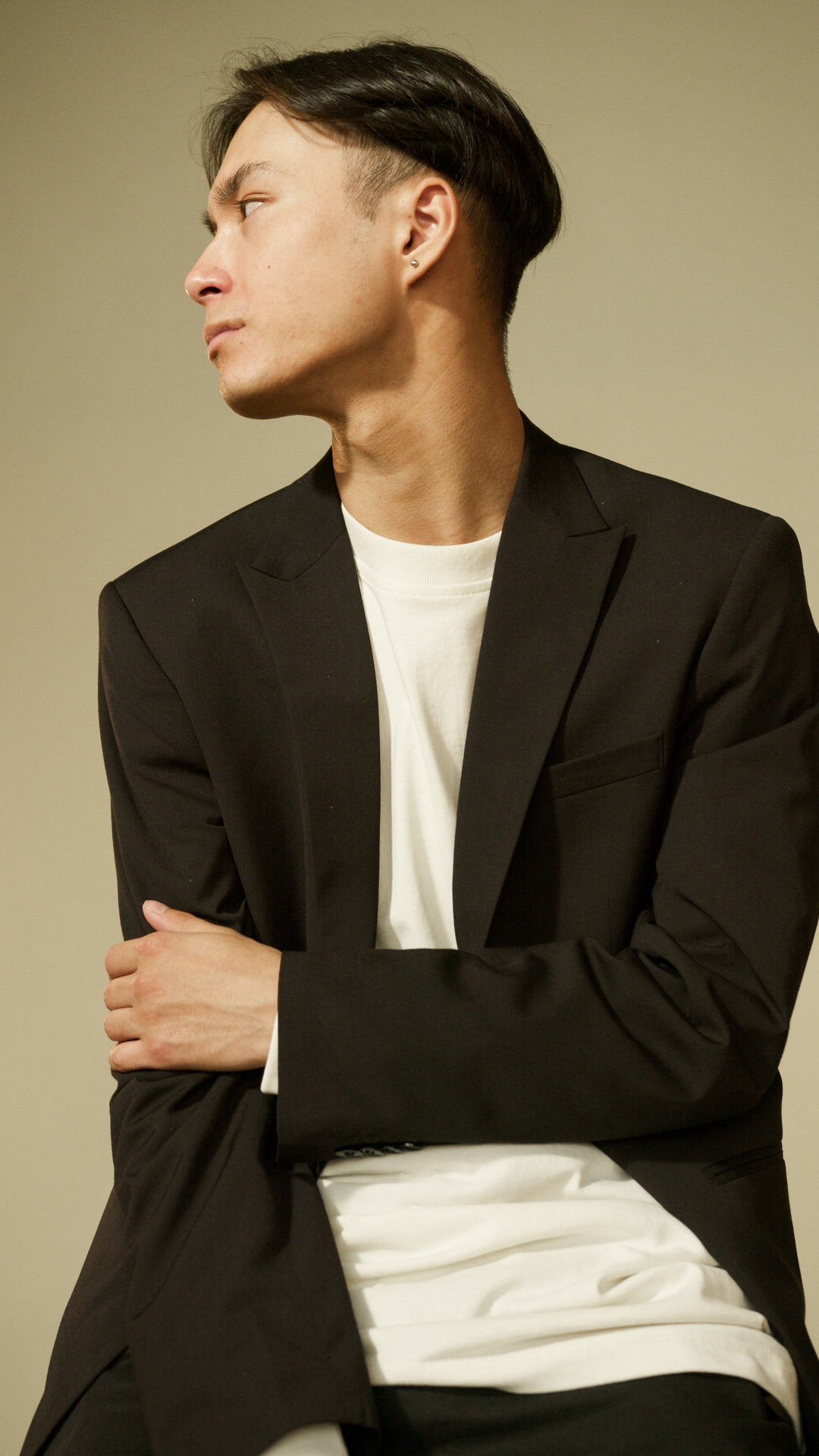 Good-Looking Man in a Blazer Looking Sideways